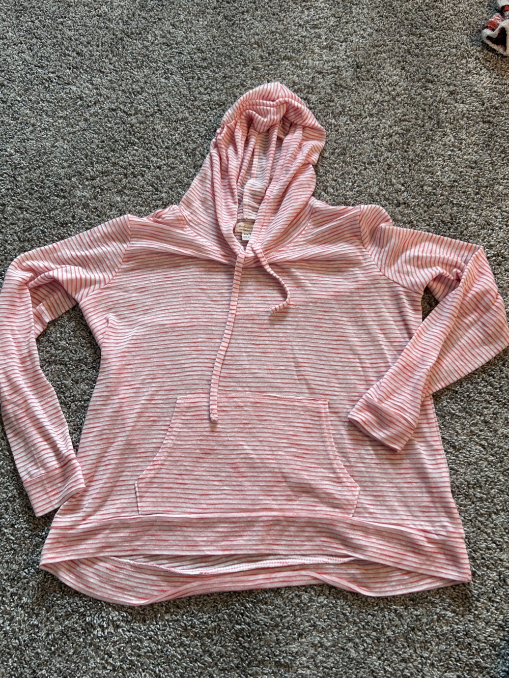 Cozy Striped Pink Hooded Tunic Sweatshirt